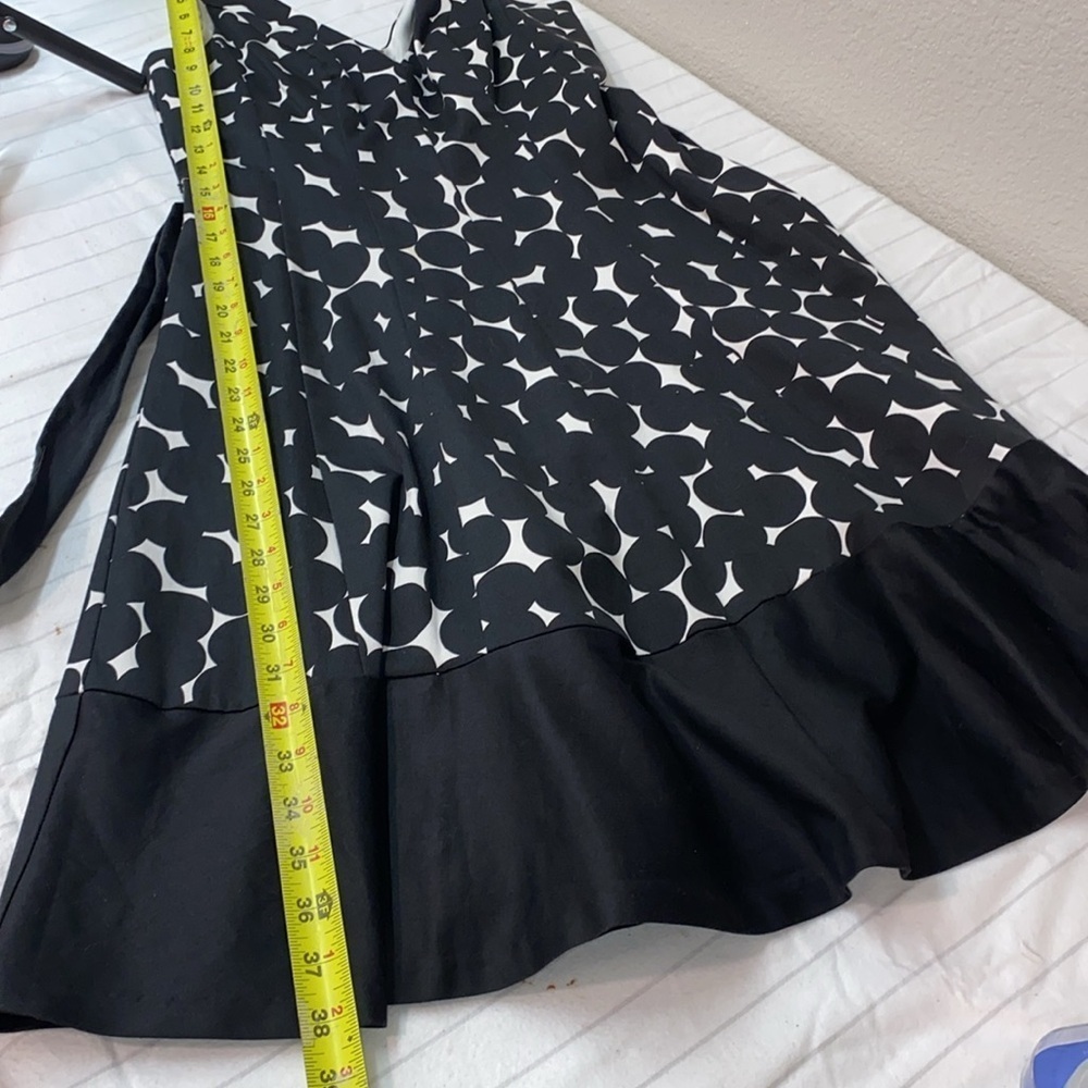 NINE WEST Womens Dress Sz 4Navy and White Polka DOts Career V Neck Fit & Flare - Picture 10 of 11
